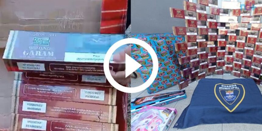 video:-carga-ilegal-de-cigarros-e-descoberta-em-caixas-de-brinquedos-em-itajai